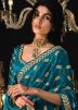 Blue Sequins Embroidered Saree In Tissue