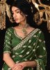 Green Sequins Embroidered Saree In Tissue