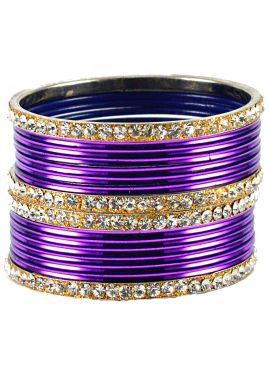 Stone Studded Purple And Golden Indian Style Bangles USA UK