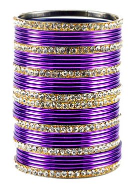 Shop Purple And Golden Stone Studded Indian Bangles Online