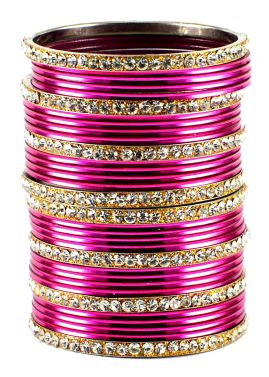 Stone Studded Pink And Golden Indian Bangles Online Shopping