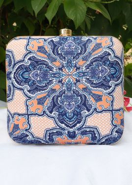 Printed Multicolor Square Box Clutch