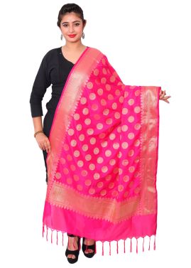 Art Silk Woven Dupatta In Pink