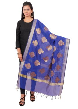 Blue Woven Art Silk Dupatta