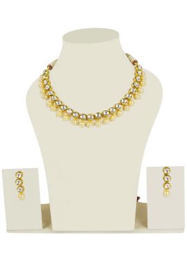 Golden Pearl And Kundan Bridal Necklace Set