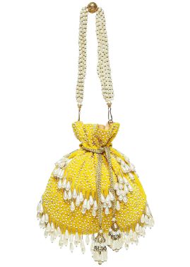 Yellow Beads Embellished Potli Bag