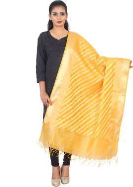 Yellow Chanderi Woven Dupatta