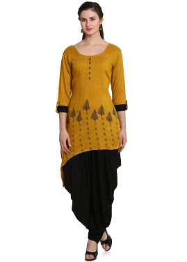 Yellow Block Printed Asymmetri...