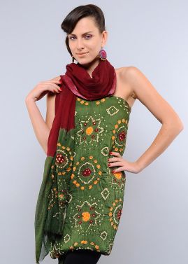 Green Cotton Bandhej Salwar Kameez