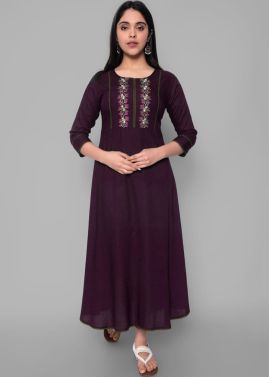 Purple Readymade Embroidered K...