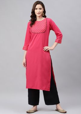 Pink Readymade Laced Palazzo Set