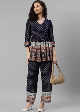 Blue Digital Printed Kurta Set...