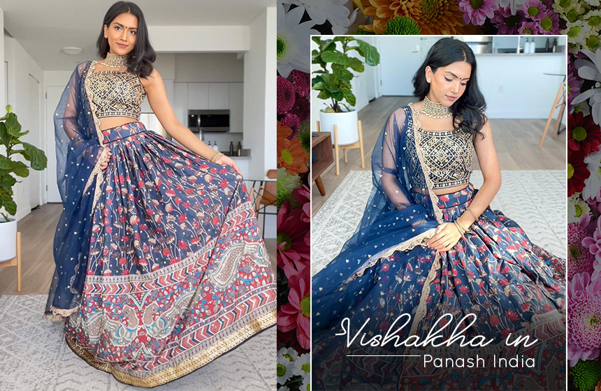 We are in love with Vishakha’s festive thumkas in our floral lehenga choli