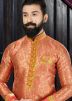 Readymade Golden Jacquard Sherwani with Stole