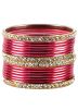 Designer Stone Studded Red And Golden Indian Bangles Set