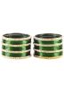 Stone Studded Green and Golden Bangle Set