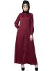 Readymade Maroon Button Front Abaya 