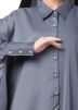 Grey Shirt Style Readymade Kaftan With Abaya