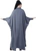 Grey Shirt Style Readymade Kaftan With Abaya