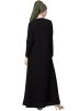 Black Readymade Front Placket Flared Abaya