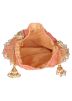 Pearl And Sequins Embellished Peach Potli Pouch