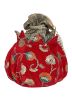 Red Floral Embroidered Velvet Potli Pouch