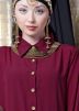 Readymade Maroon Flared Collared Abaya