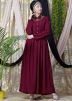 Readymade Maroon Flared Collared Abaya