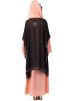 Black and Peach Twin Layered Readymade Abaya