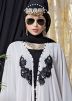 Readymade White Embroidered Kaftan With Abaya