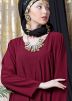 Readymade Asymmetric Layered Abaya In Maroon