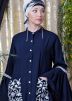 Blue Readymade Embroidered Bell Sleeved Abaya