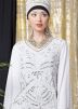 Readymade Embroidered Twin Layered White Abaya