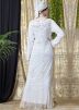 Readymade Embroidered Twin Layered White Abaya