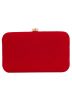 Red Floral Embroidered Silk Clutch With Chain Strap