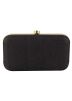 Embroidered Black Silk Frame Box Clutch