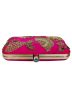 Pink Embroidered Frame Box Clutch With Chain Strap