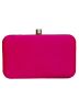 Pink Embroidered Frame Box Clutch With Chain Strap