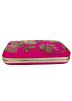 Pink Embroidered Frame Box Clutch With Chain Strap