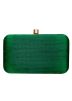 Green Embroidered Silk Frame Box Clutch