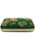 Green Embroidered Silk Frame Box Clutch