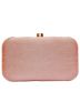 Embroidered Peach Silk Frame Box Clutch