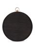 Black Embroidered Silk Round Clutch With Chain Strap