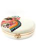 Embroidered White Silk Round Clutch