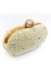 Pearl Beaded Cream Clutch With Chain Strap