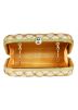 Embroidered Cream Silk Frame Box Clutch