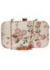 Embroidered Cream Silk Frame Box Clutch