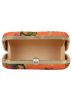 Floral Embroidered Orange Frame Box Clutch