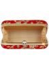 Floral Embroidered Red Velvet Frame Box Clutch