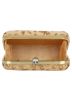 Golden Embroidered Velvet Clutch With Chain Strap